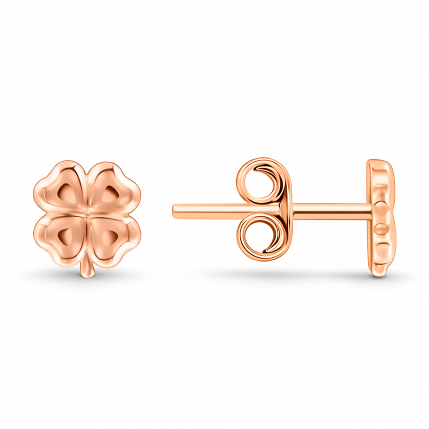 Ohrstecker "Kleeblatt", Russisches Rotgold 585, Höhe ca. 7 mm