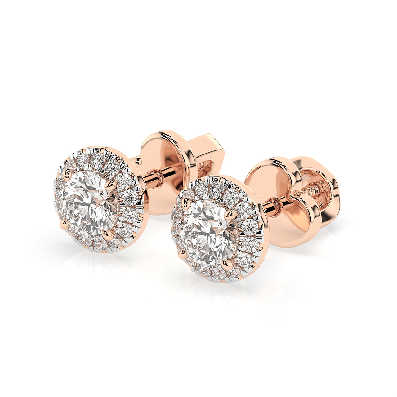 Ohrstecker aus 585 Rotgold, mit Brillanten 0,54 ct. GSI, Durchmesser ca. 5 mm