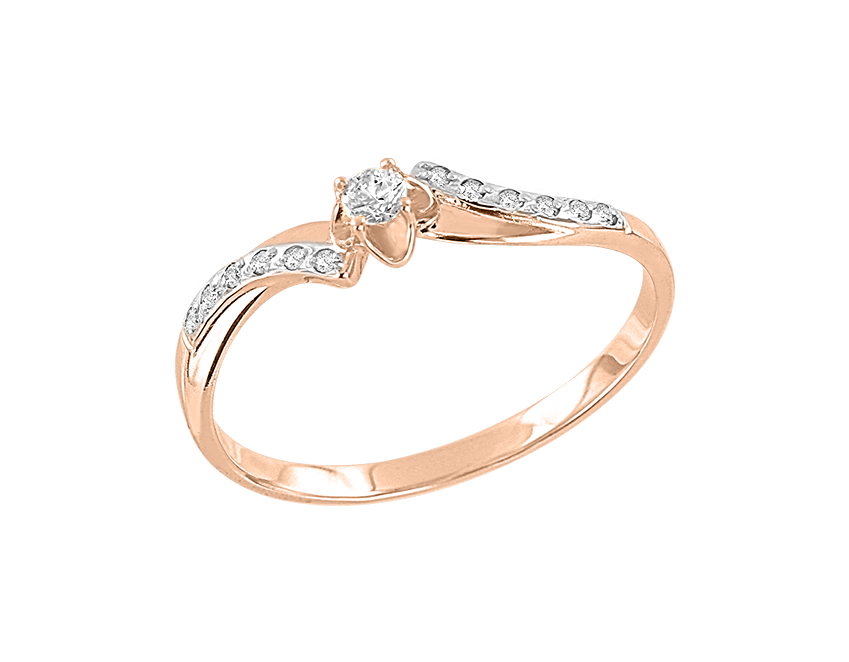 Damenring aus Rotgold 585, mit Brillanten 0,11 ct. WSI