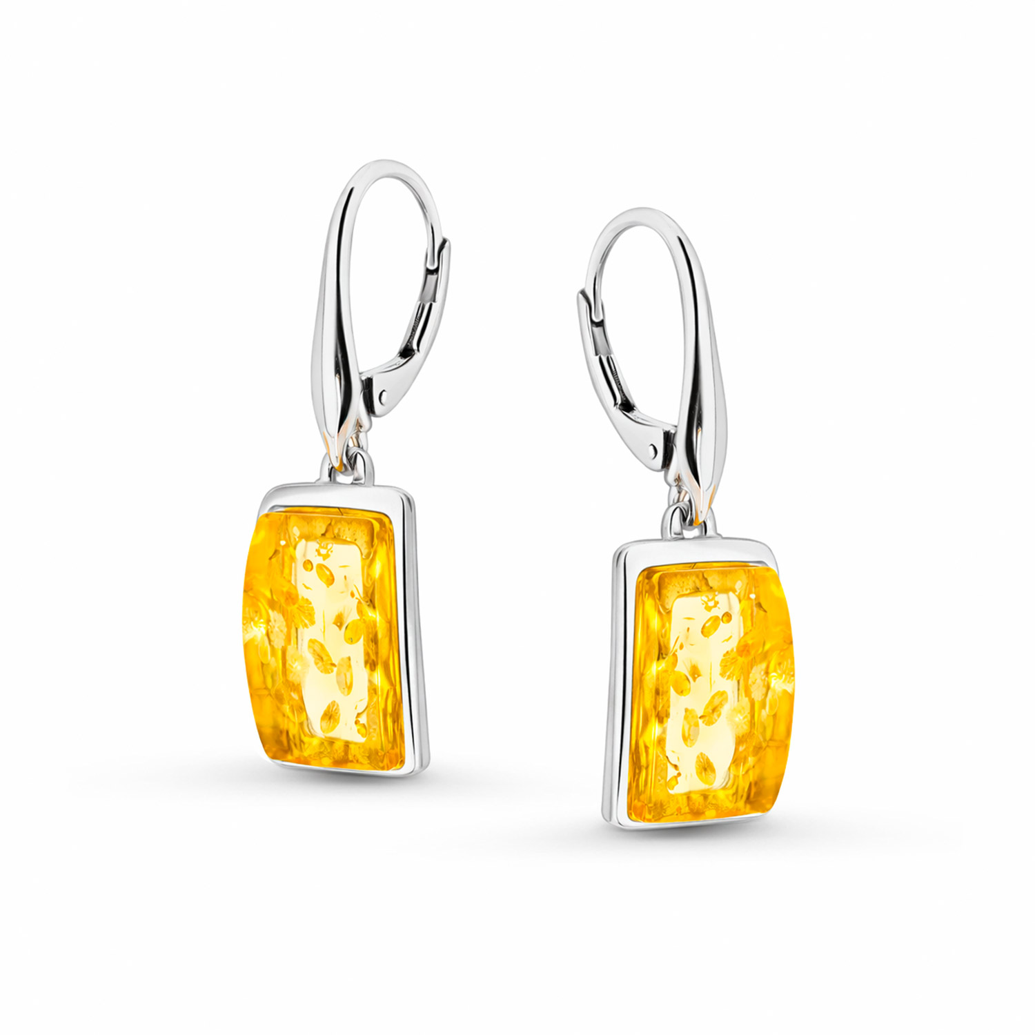 Ohrhänger aus 925 Silber mit Lemon Bernsteinen, französischer Verschluss