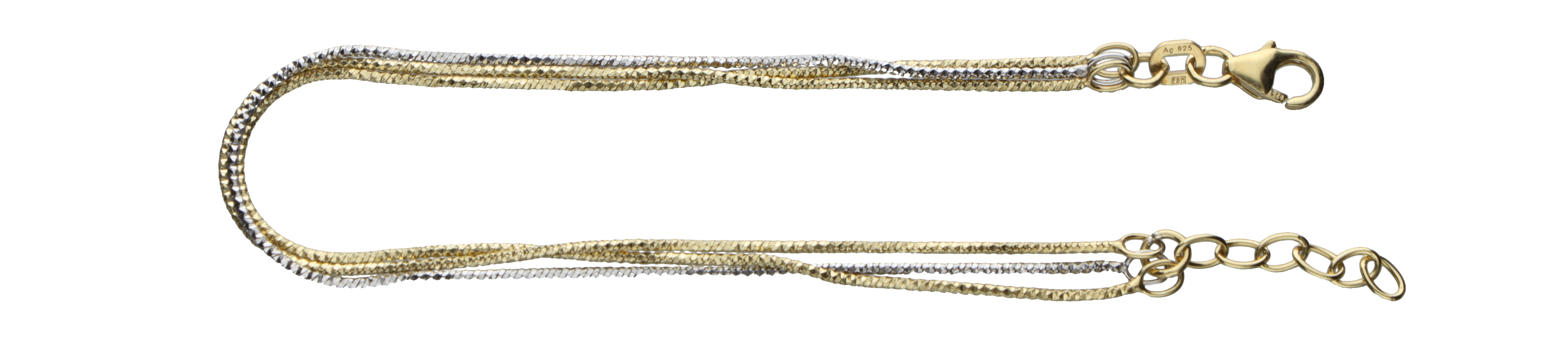 Armband Fantasie aus 925 Silber, teils gelbvergoldet (zweifarbig)