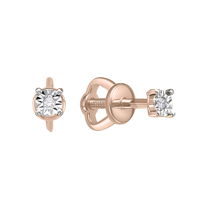 Ohrstecker aus 585er Rot- und Weißgold, mit Brillanten