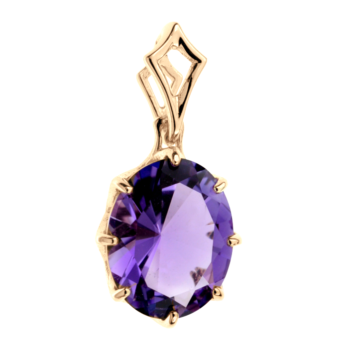 Erstaunlicher Anhänger, Russisches Rotgold 585, mit Amethyst ca. 12 mm, Höhe ca. 23 mm