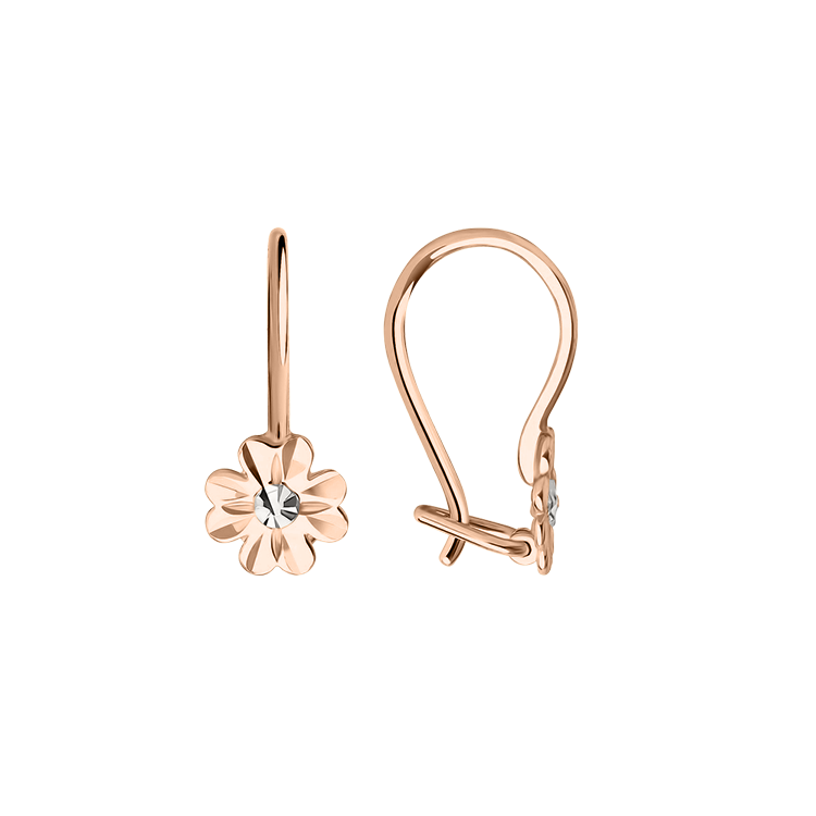 Ohrringe aus 585er Rotgold, mit Diamantschliff