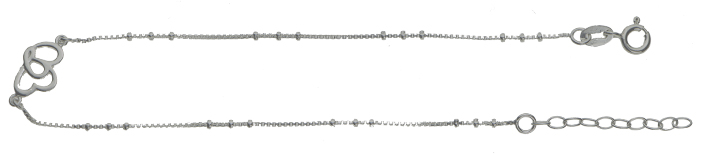 Fusskette Fantasie Liebe aus 925er Silber mit Federringverschluss