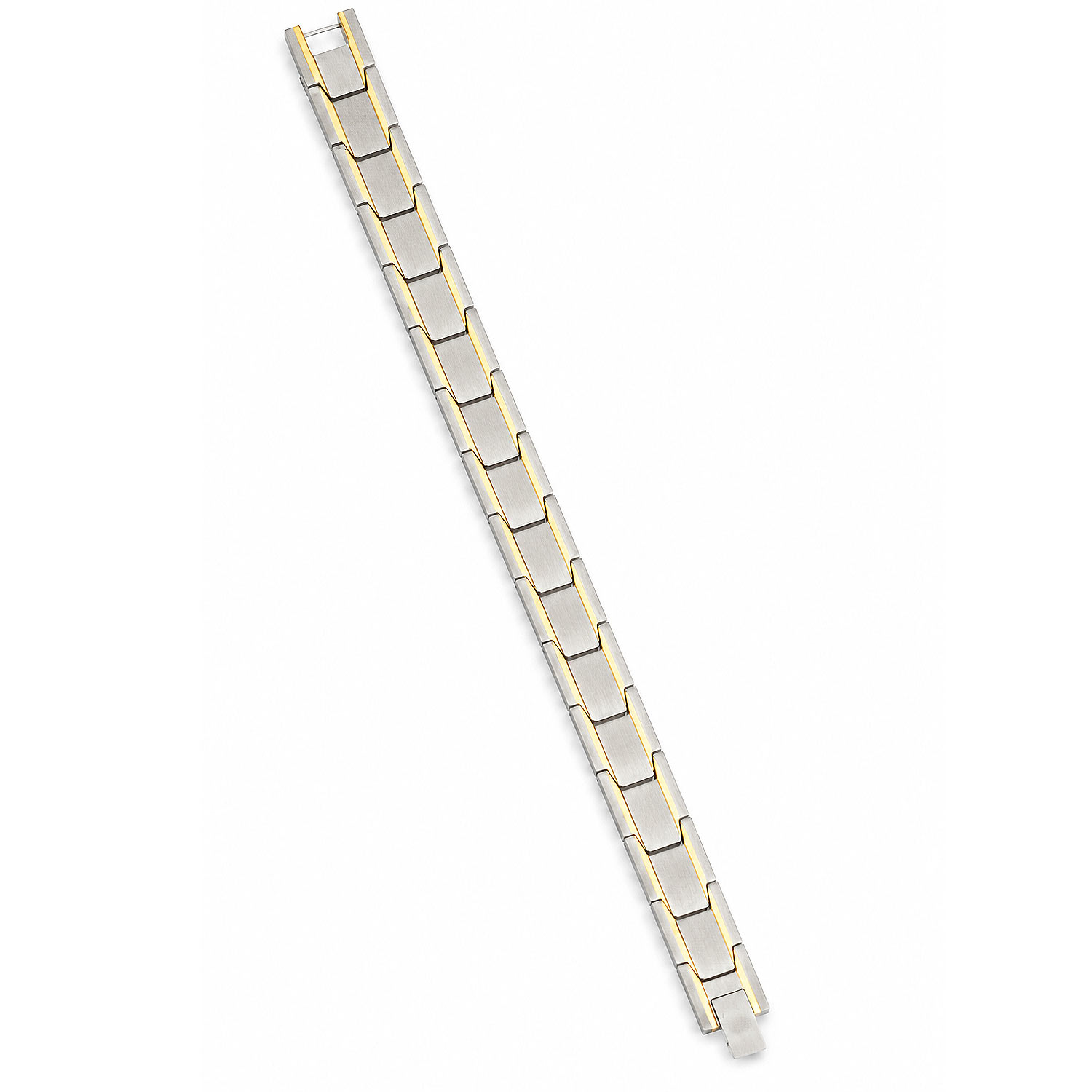1+1 Set: 2 x Vivalette Bioenergetisches Magnetarmband aus Edelstahl mit 18K Goldakzenten