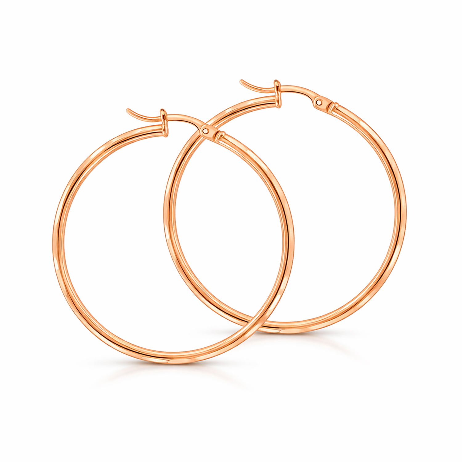 Klassische Creolen aus Rotgold 585, Durchmesser ca. 32 mm