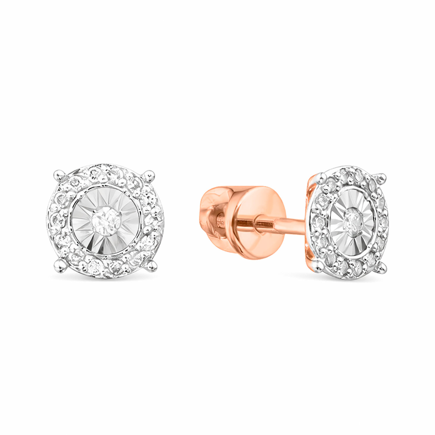 Herrliche Ohrstecker aus 585 Rotgold, mit Brillanten WSI, Ø ca. 6 mm