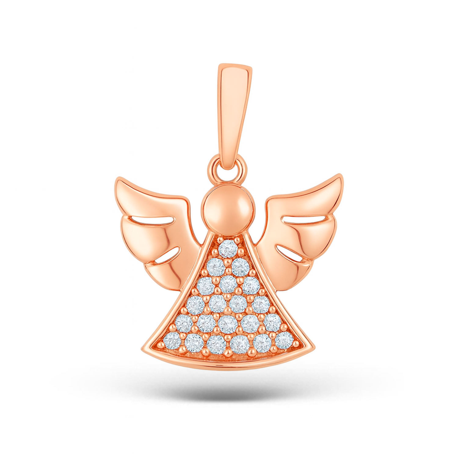 Engel-Anhänger aus 585 Rotgold mit Zirkonia