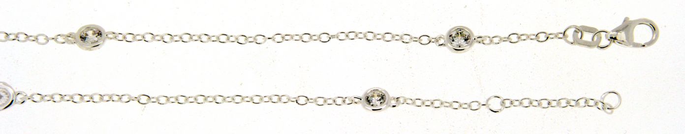 Fusskette Anker rund aus 925 Silber mit Zirkonia, Karabinerverschluss