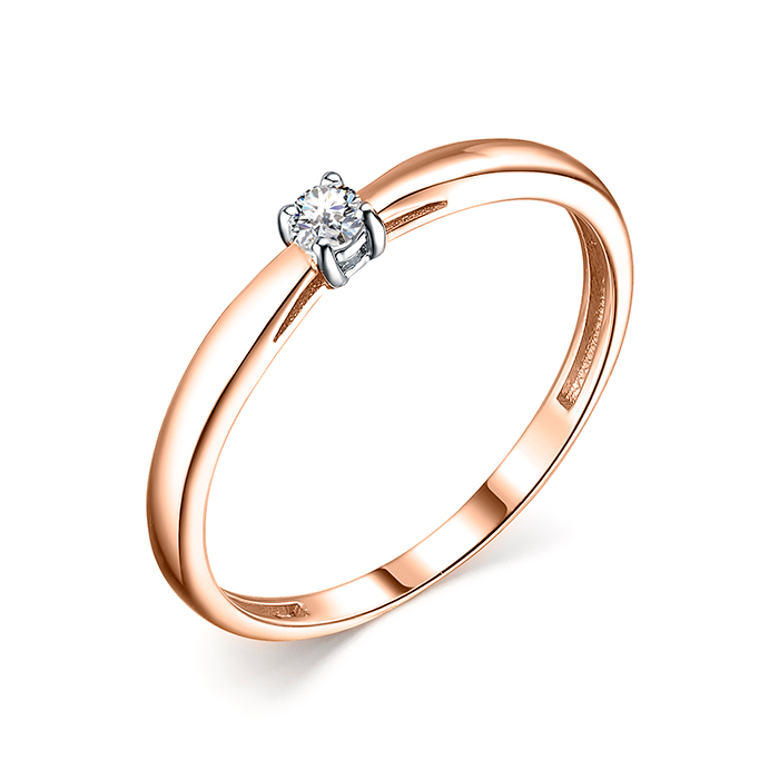 Damenring, Russisches Rotgold 585, mit Brillant са. 0,07 ct. HSI (1 st.)