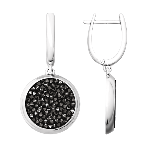 Außergewöhnliche Ohrhänger aus Silber 925 mit schwarzen Swarovski Fine Rocks Kristallen