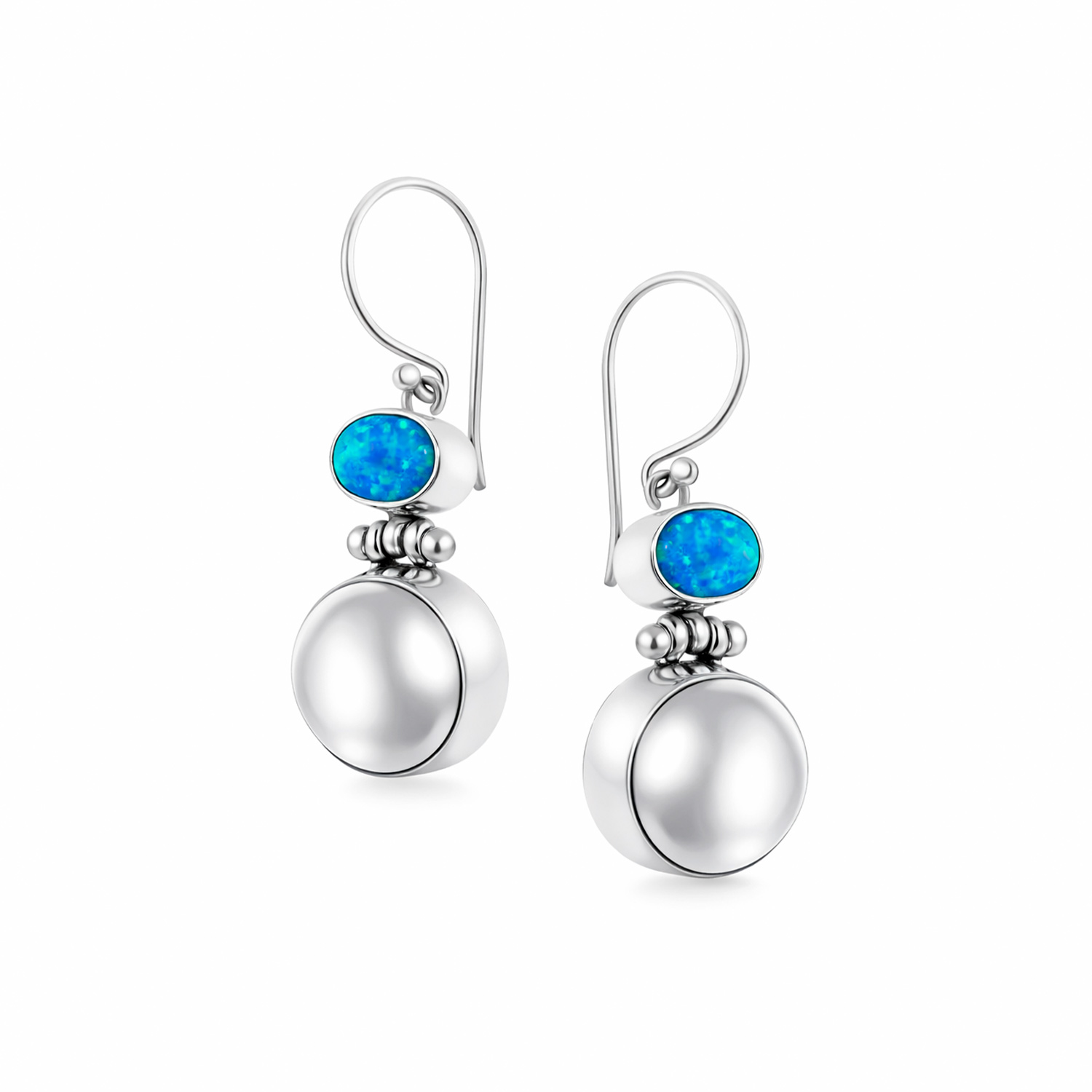 Ohrringe aus 925 Sterling Silber mit Perlen & blauem Opal