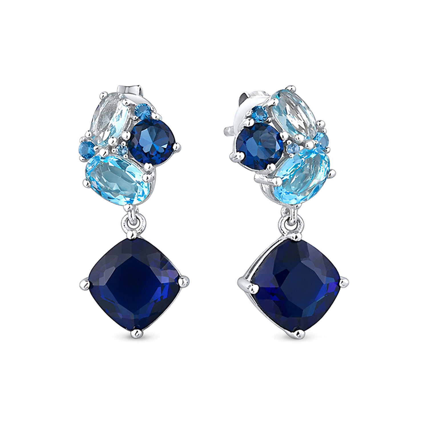 Sokolov Ohrringe aus 925 Silber mit blauen Spinellen und Glaskristallen