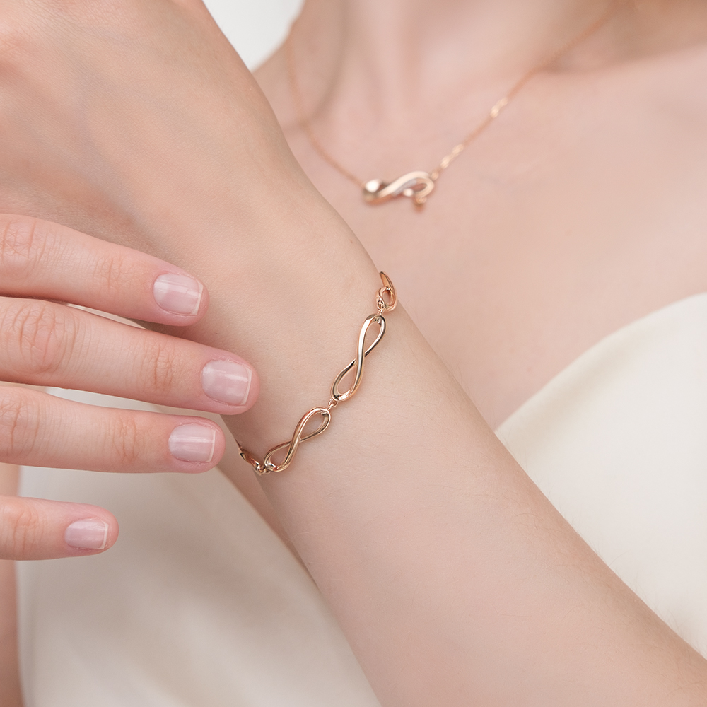 Armband "Unendlichkeit" aus Rotgold 585, Länger ca. 16 - 20 cm, Gewicht ca. 5,10 g