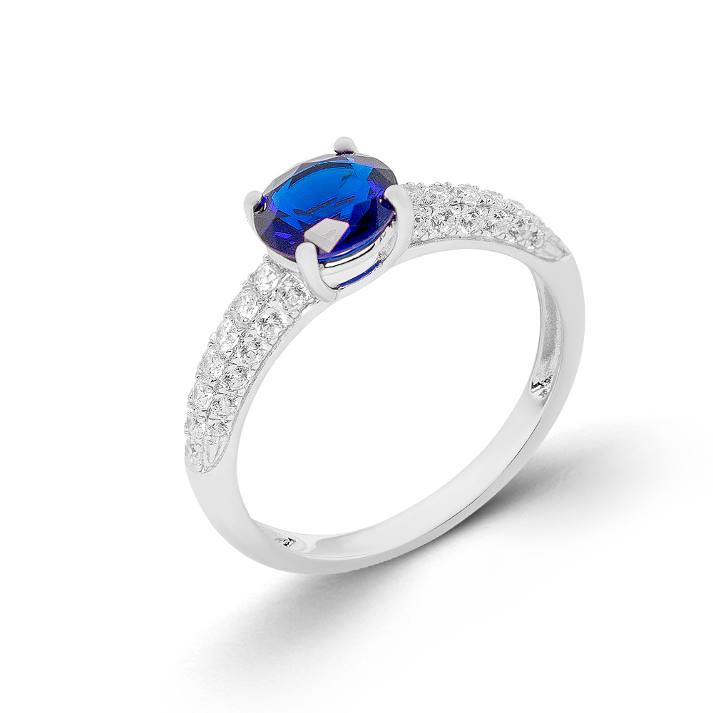 Sokolov Damenring aus 925 Silber mit blauen Kristallen und farblosen Zirkonia