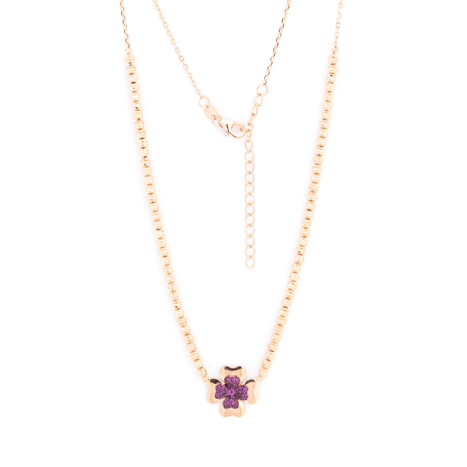 Collier aus 925 Silber mit kleinem Blumen-Anhänger mit Zirkonia