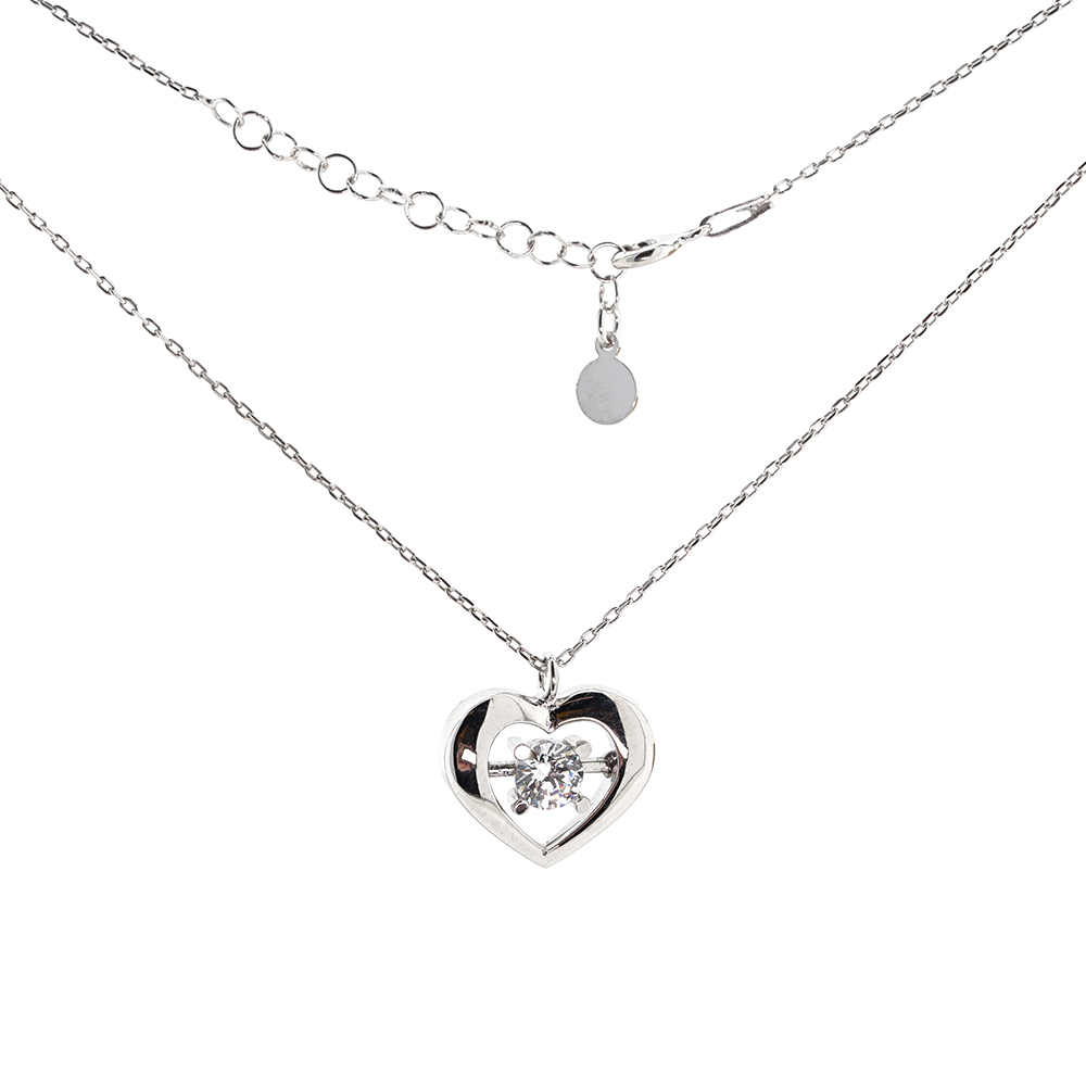 Halskette mit Herz-Anhänger aus 925 Silber mit Swarovski-Kristall