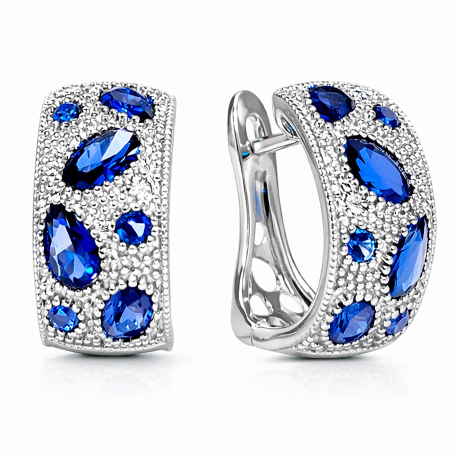 Sokolov Ohrringe 925 Silber mit farblosen und blauen Zirkonia