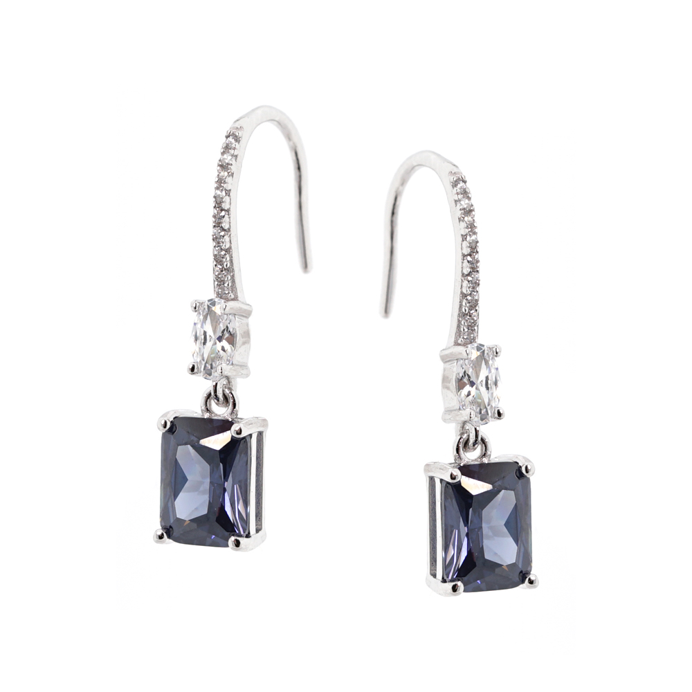 Ohrringe aus 925 Silber mit blauen und farblosen Zirkonia (französischer Haken)
