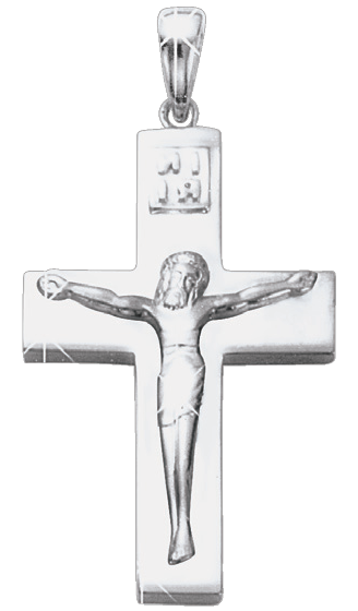 Klassisches Kreuz mit Kreuzigung, Silber 925, mit Gravur, Höhe ca. 45 mm