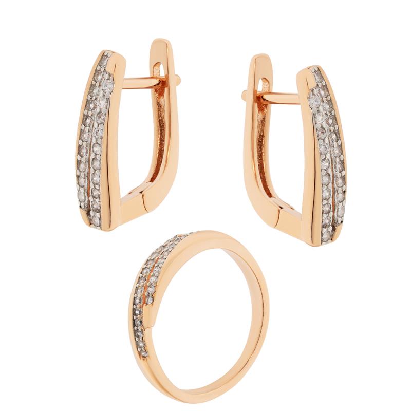 Schmuckset aus 925 Silber mit Zirkonia – Ohrringe & Damenring