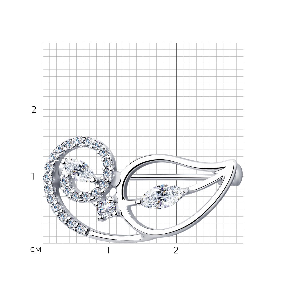 Sokolov Brosche aus 925 Silber mit Zirkonia
