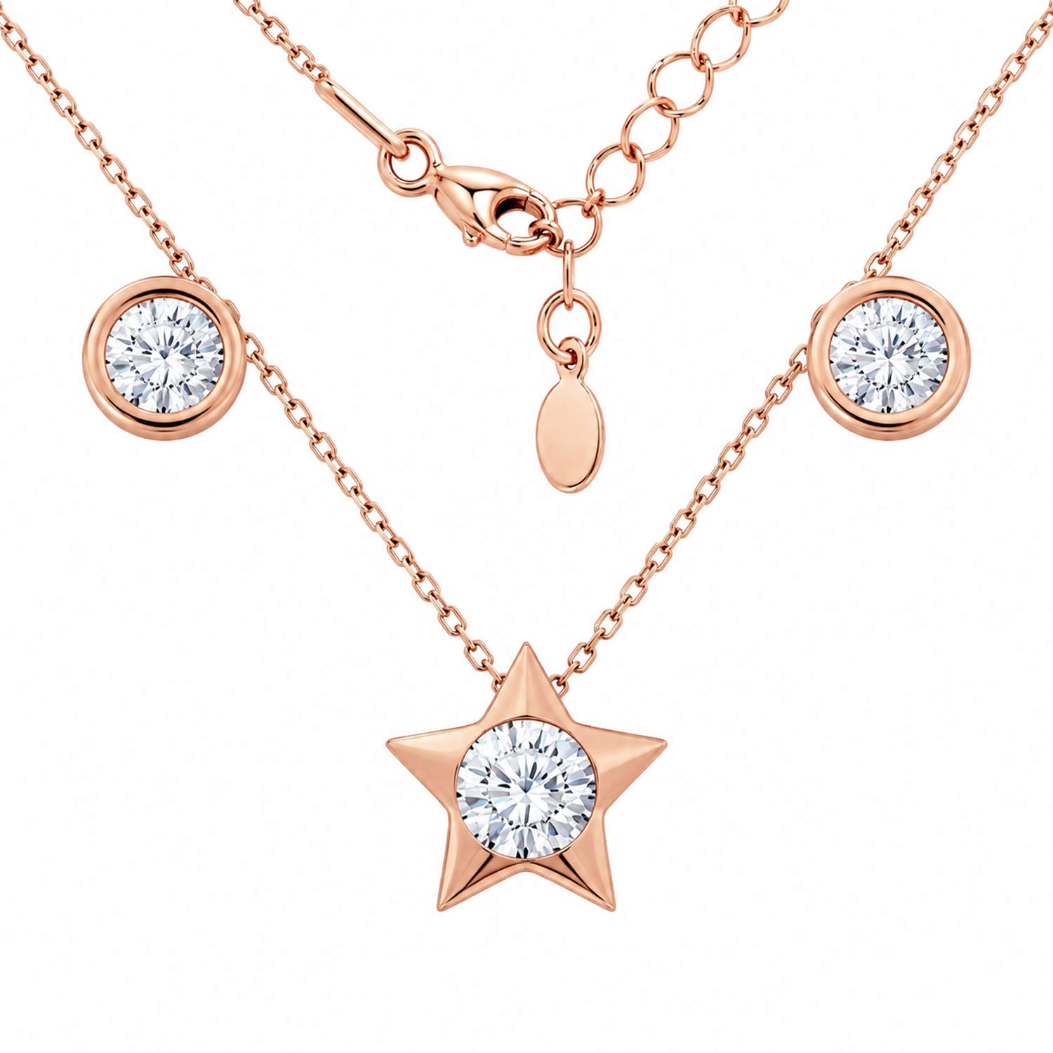 Anhänger "Stern von Bethlehem" mit Swarovski Kristall aus 925 Silber mit Kette, rosévergoldet
