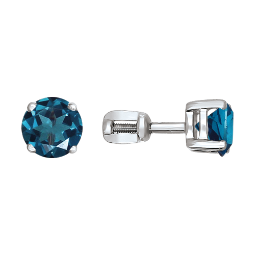 Attraktive Ohrstecker, Silber 925, mit London Blue Topas - Durchmesser ca. 6 mm