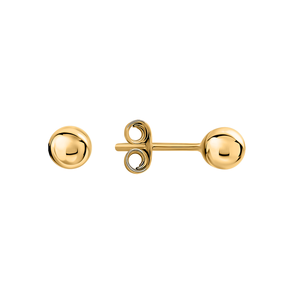 Attraktive runde Ohrstecker aus Gelbgold 585, Durchmesser ca. 4 mm