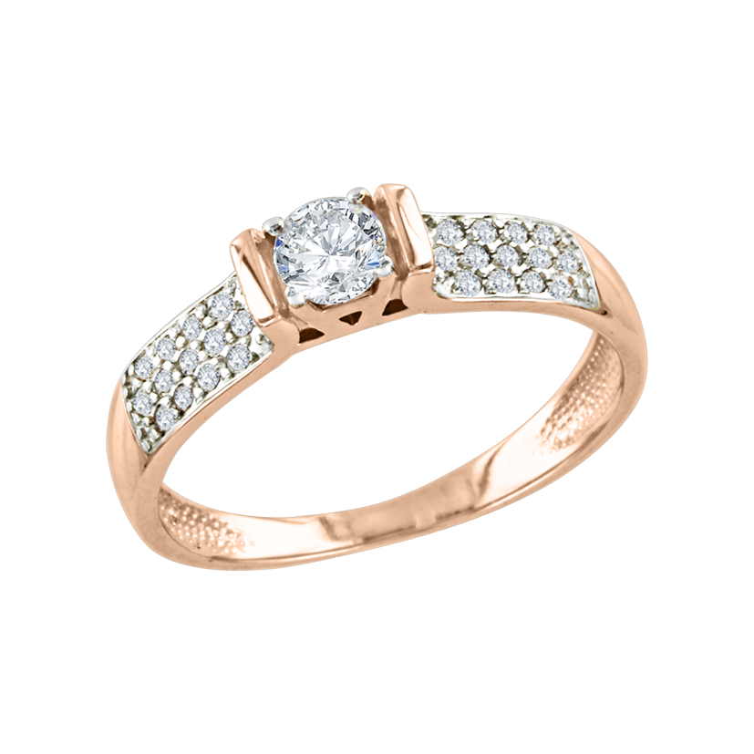 Bezaubernder Damenring, Rotgold 585, mit Swarovski Zirkonia