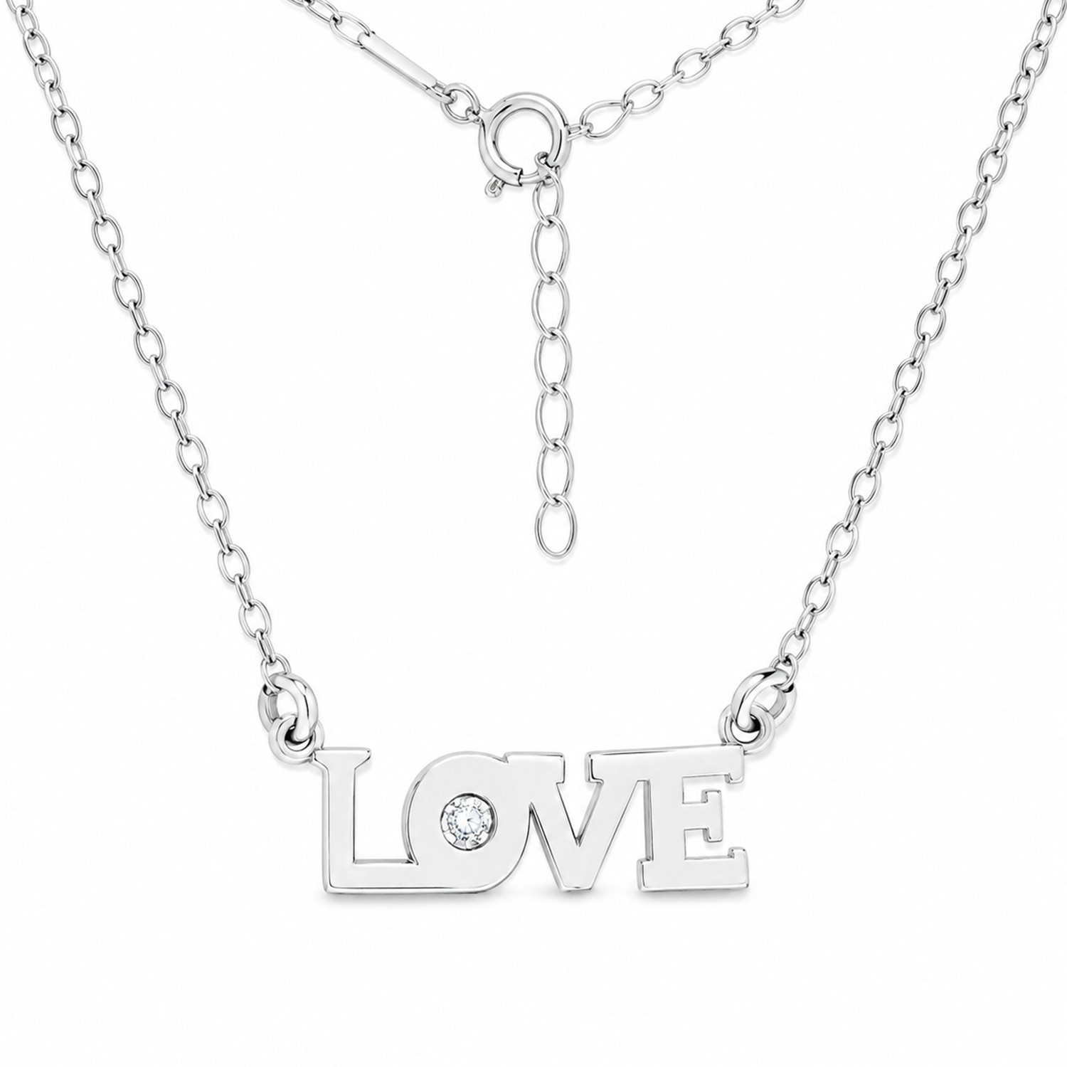 Collier aus 925 Silber mit funkelndem Anhänger "Love" mit Brillant