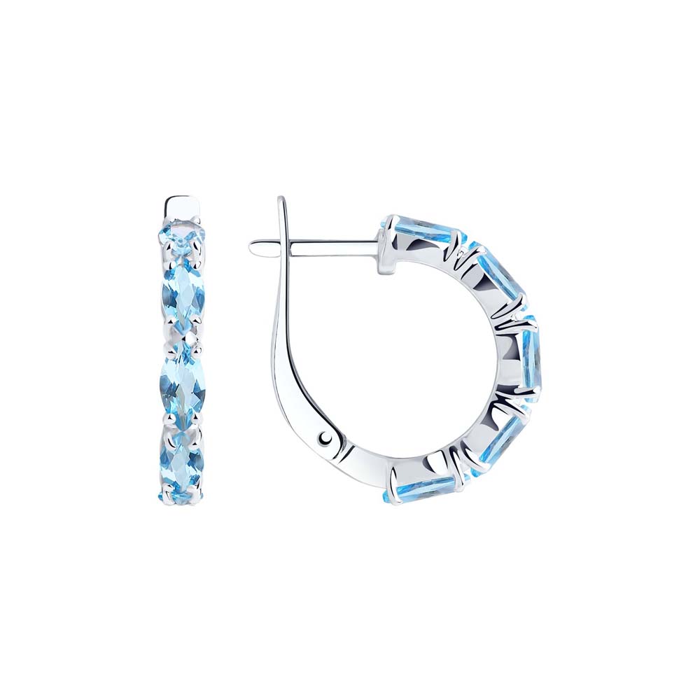 Attraktive Ohrhänger in Silber 925, mit 10 blau Topas - Größe ca. 6x3 mm, Höhe ca. 22 mm
