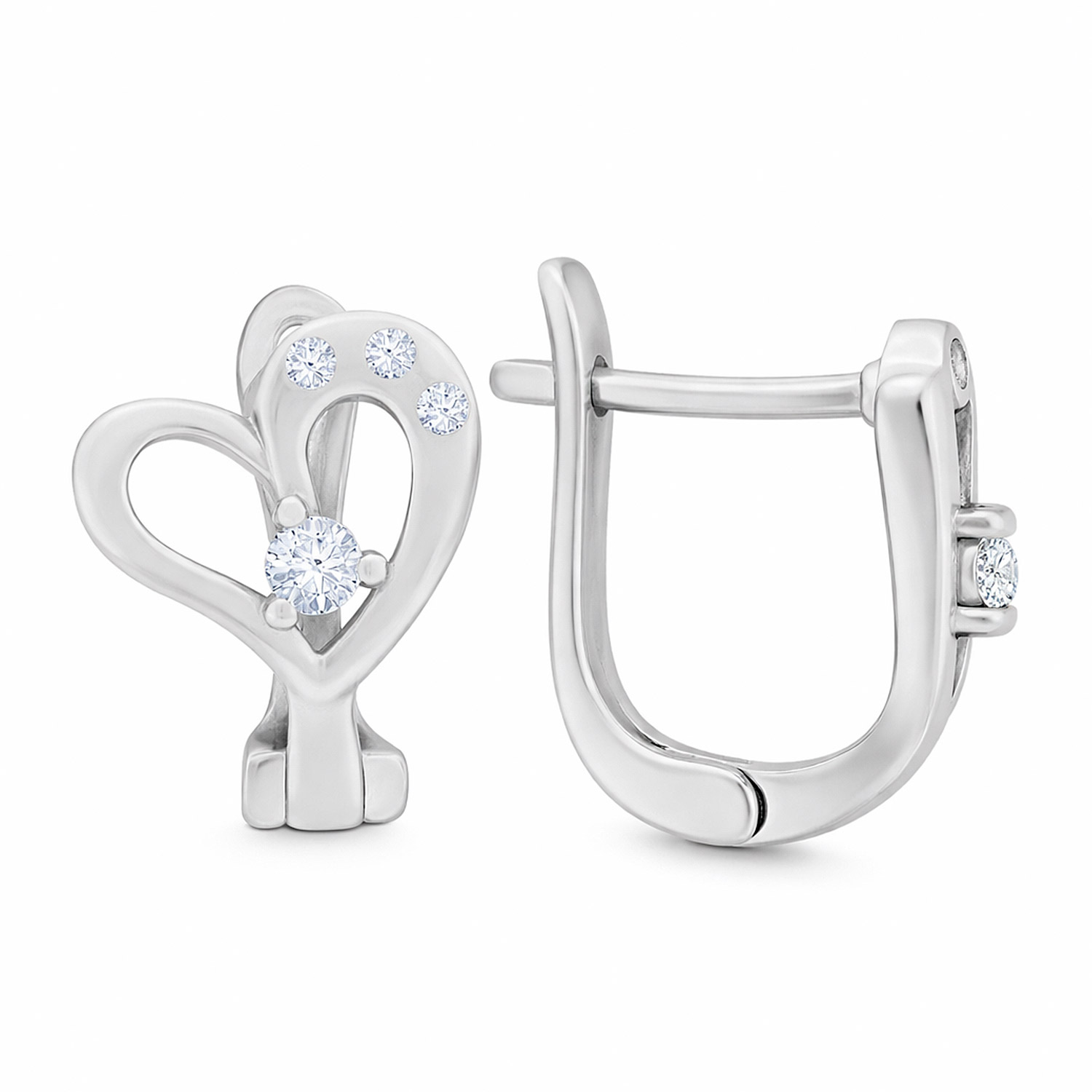 Herz-Ohrringe aus 925 Silber mit Zirkonia, englischer Verschluss