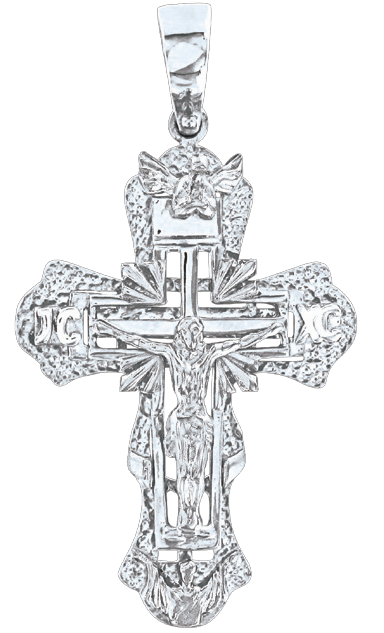 Eindrucksvoller Kreuzanhänger aus Silber 925 rhodiniert mit Gravur, Höhe ca. 53 mm