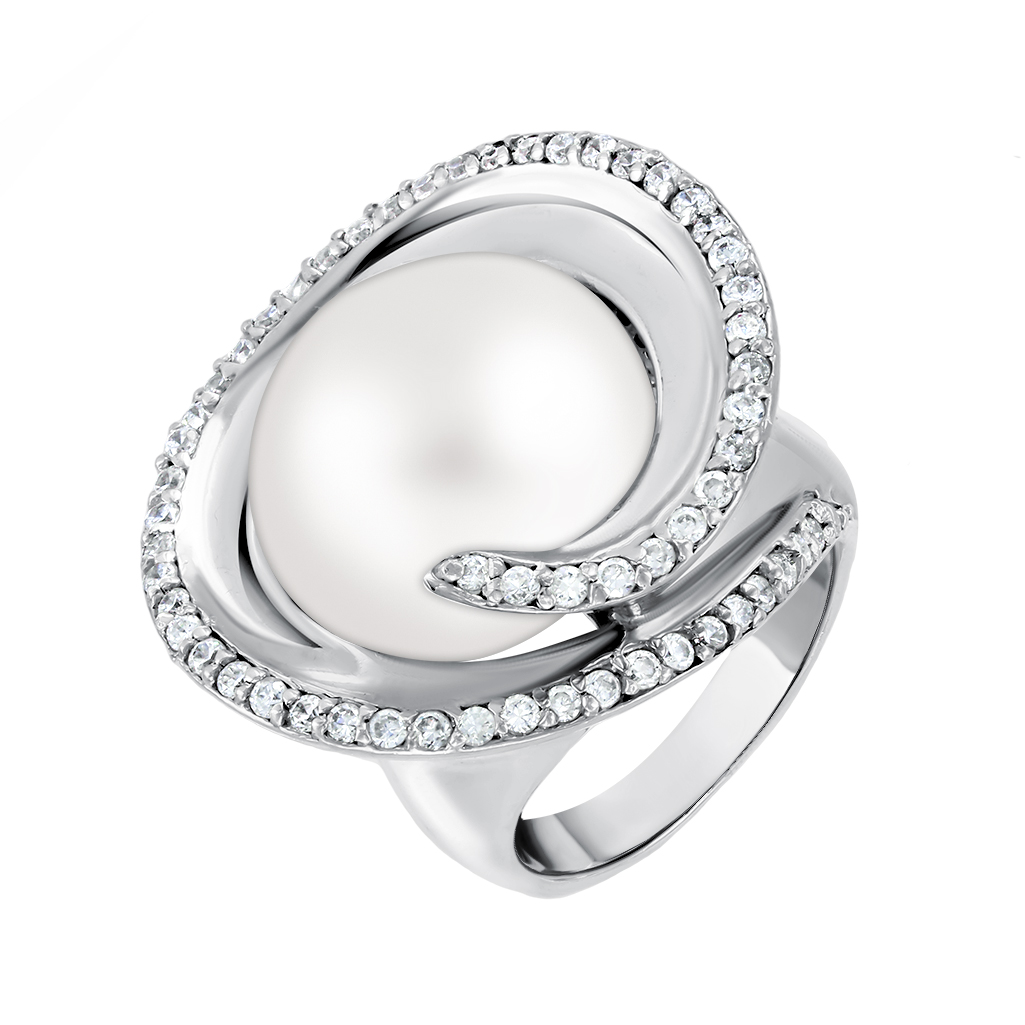 atemberaubender Damenring, Silber 925, Zirkonia, Perle