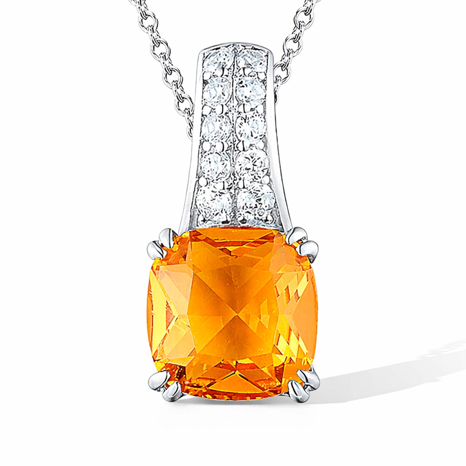 Anhänger aus 925 Silber mit gelben Citrin und farblosen Zirkonia