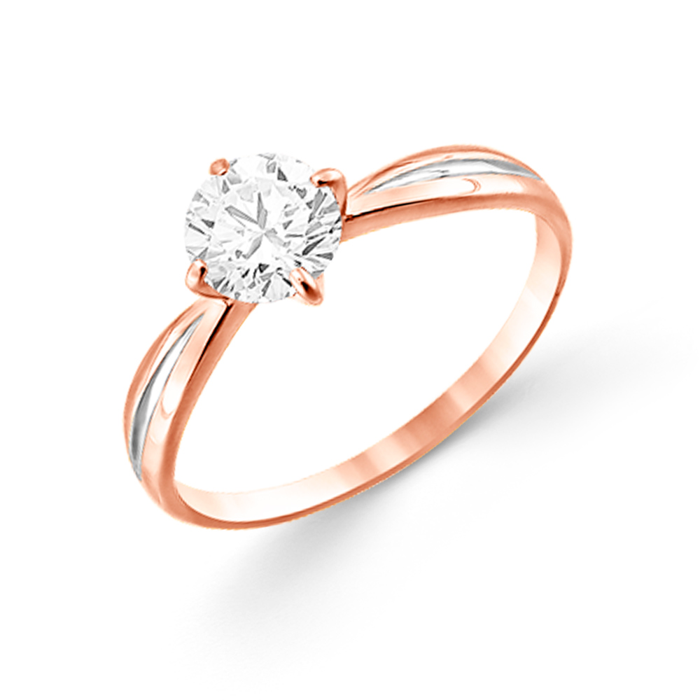 Feiner Verlobungsring aus 585er Rotgold mit Swarovski Zirkonia