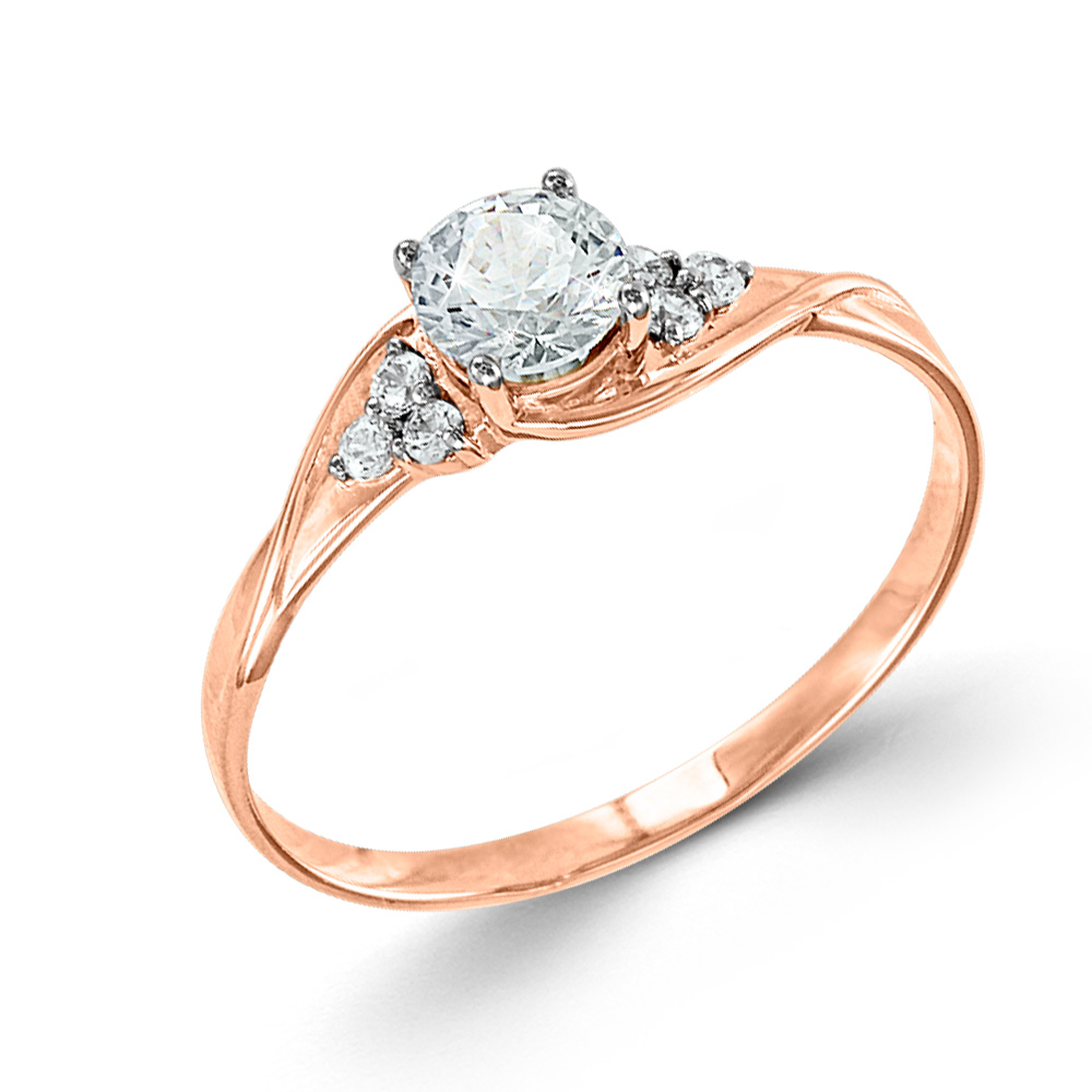 Schöner Damenring aus Rotgold 585, mit Swarovski Zirkonia