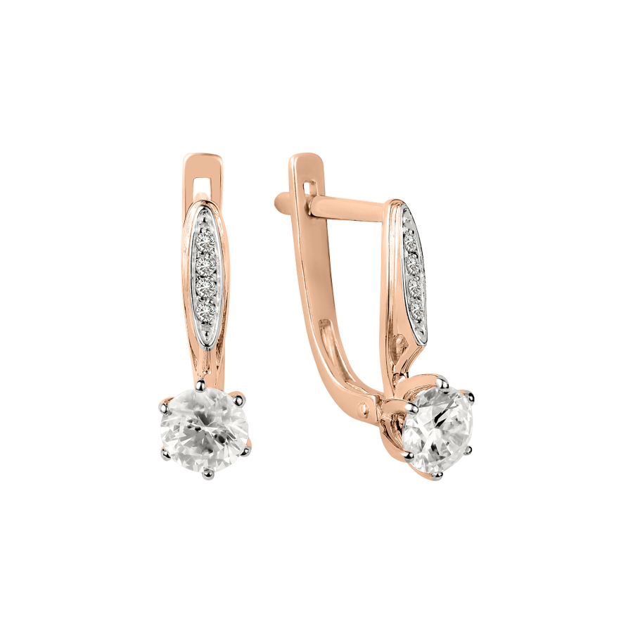 Feine Ohrringe aus 585er Rotgold mit Zirkonia Swarovski