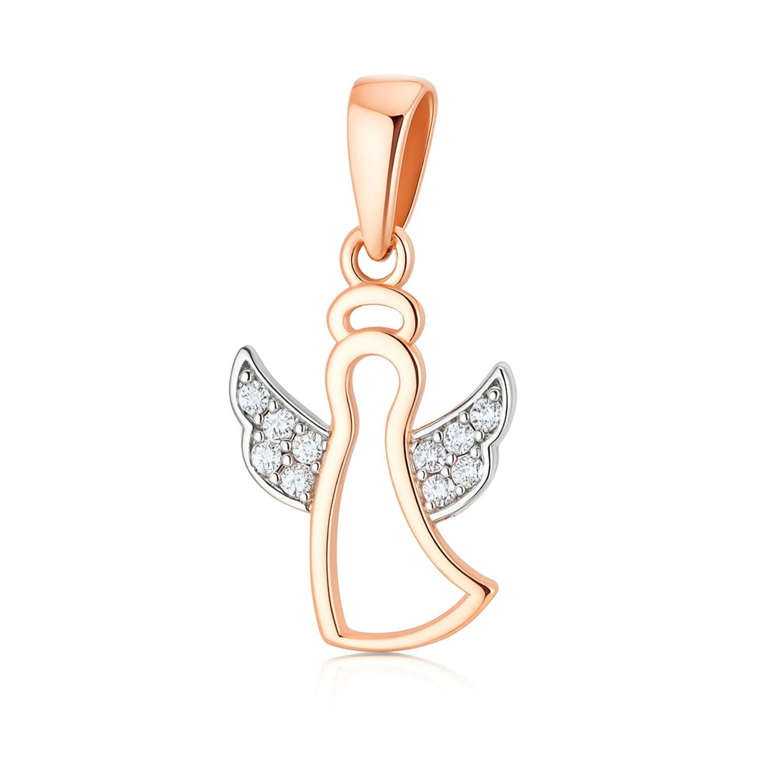 Anhänger Engel aus 585 Rotgold mit Zirkonia