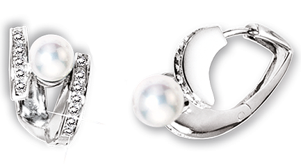 Charmante Ohrringe, Silber 925, mit 2 Perlen und 24 Zirkonia, Höhe ca. 18 mm