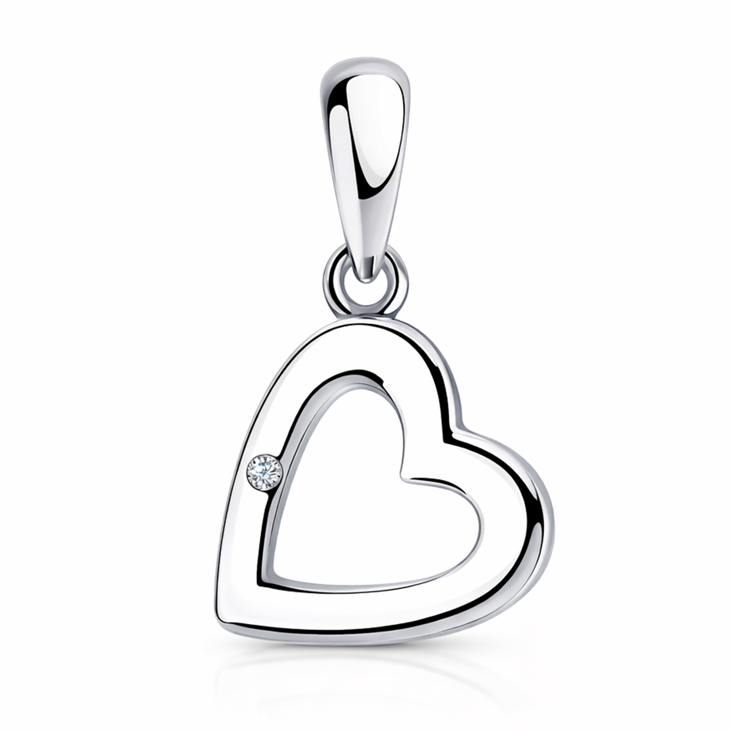 Sokolov Anhänger Herz aus 925 Silber mit einem Brillanten