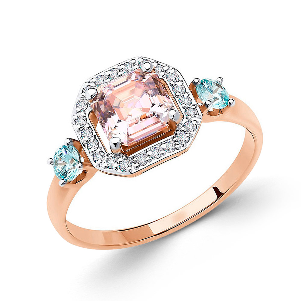 Sokolov Damenring aus 585 Rotgold mit Topas und Zirkonia