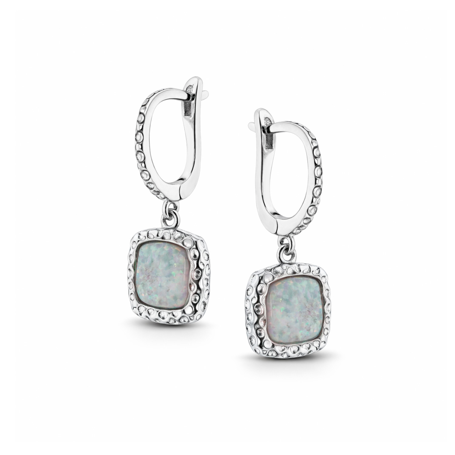 Ohrhänger aus 925 Silber mit weißem und blauem Opal