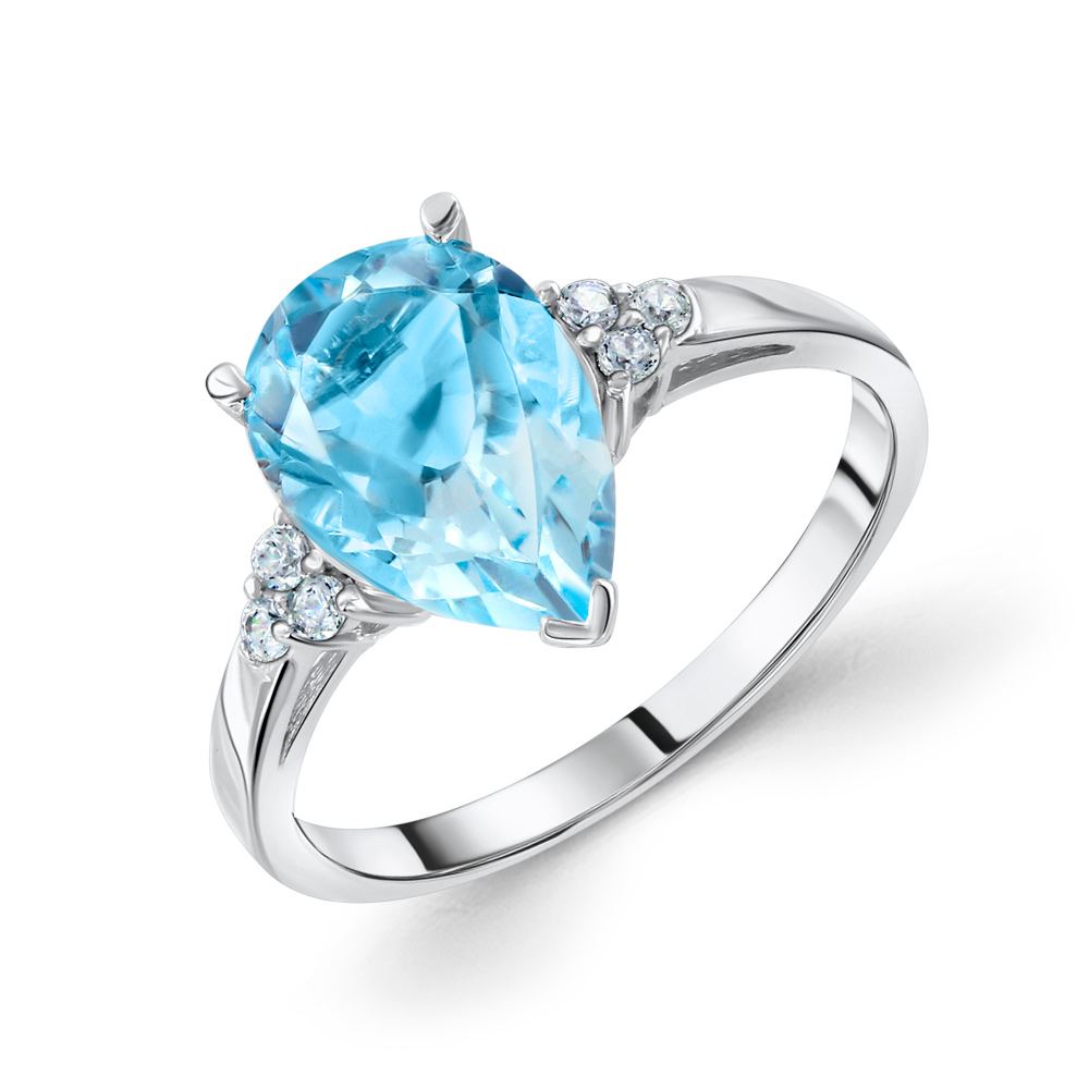 Eleganter Damenring aus 925er Silber mit Sky-Topas und Zirkonia