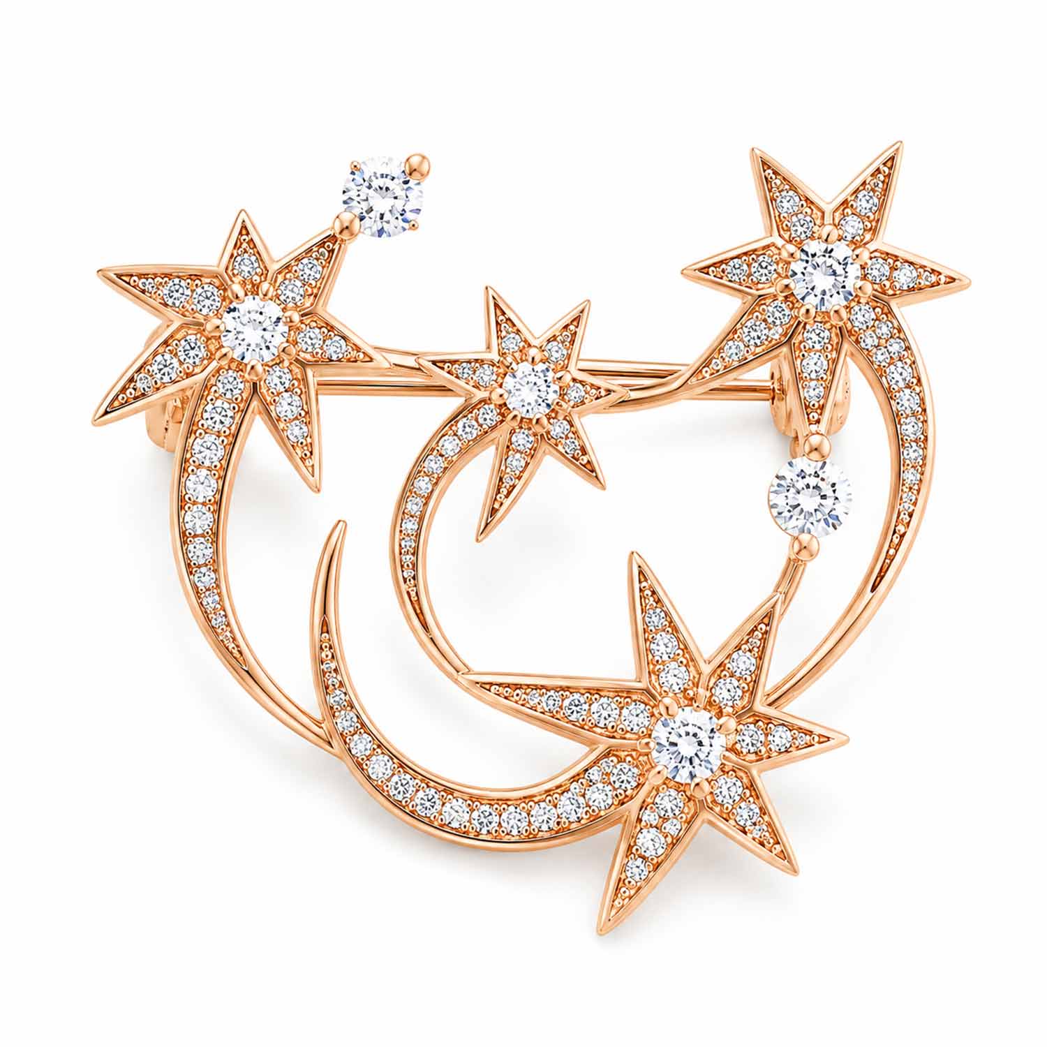 Brosche Sterne aus 925 Silber mit Zirkonia