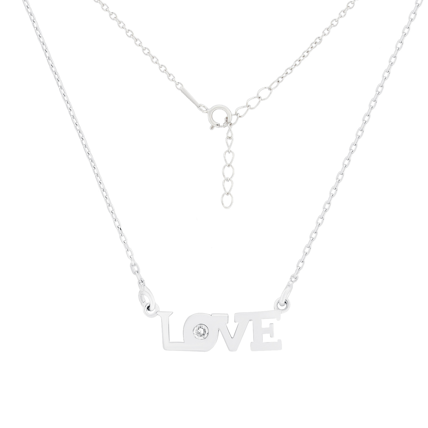 Collier aus 925 Silber mit funkelndem Anhänger "Love" mit Brillant