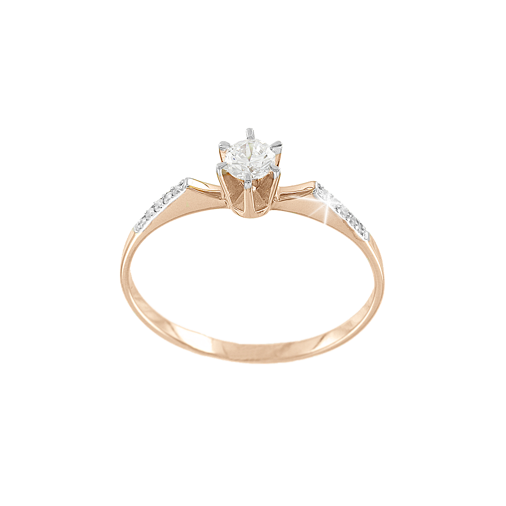 Schöner Damenring aus 585er Rotgold mit Zirkonia