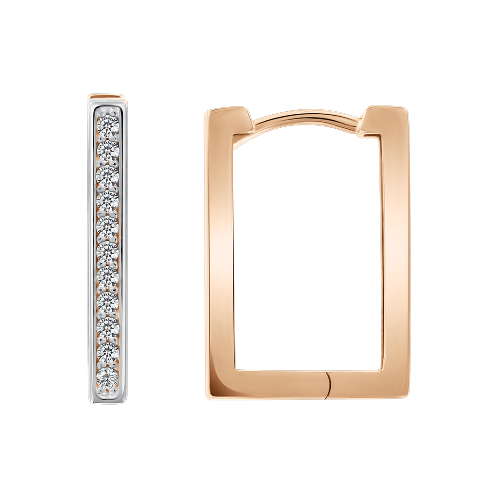 Ohrringe aus 585er Rotgold mit Zirkonia, Höhe ca. 18 mm